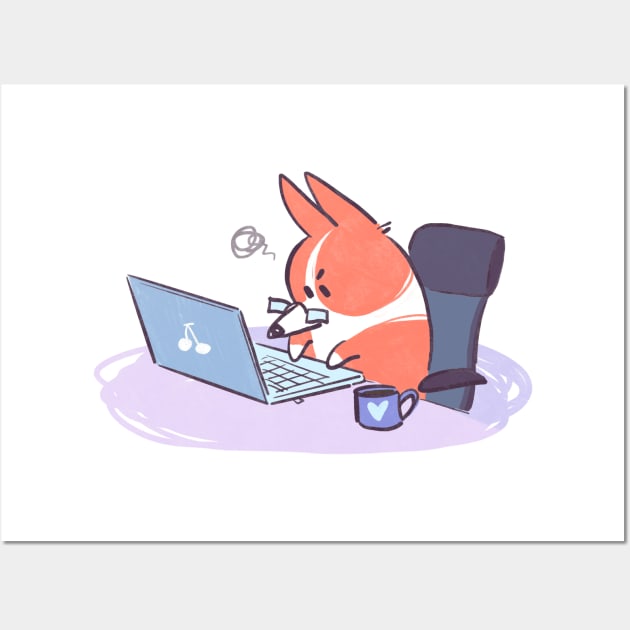 Work Mode Corgi Wall Art by EricaFeldArt